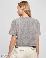 Lifestyle Damen Crop Shirt washed grau/ weiß by SAEBIS®