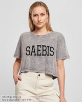 Lifestyle Damen Crop Shirt washed grau/ schwarz by SAEBIS®