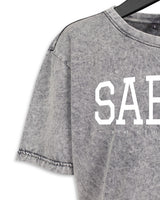 Lifestyle Damen Crop Shirt washed grau/ weiß by SAEBIS®