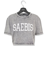 Lifestyle Damen Crop Shirt washed grau/ weiß by SAEBIS®