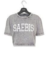 Lifestyle Damen Crop Shirt washed grau/ weiß by SAEBIS®