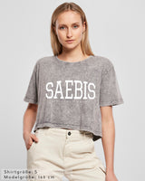 Lifestyle Damen Crop Shirt washed grau/ weiß by SAEBIS®