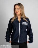 SAEBIS® SPORTS Damen Oversized Trainingsjacke navyblau mit Stickerei