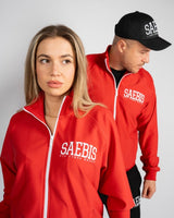 SAEBIS® SPORTS Damen Oversized Trainingsjacke rot mit Stickerei