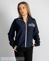 SAEBIS® SPORTS Damen Oversized Trainingsjacke navyblau mit Stickerei
