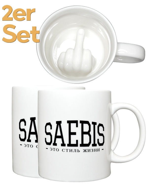 2er SET Lifestyle Tasse mit Mittelfinger by SAEBIS®