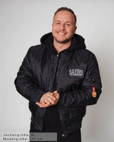 Lifestyle Herren Bomber Jacke gefüttert, mit Reißverschluss schwarz by SAEBIS®