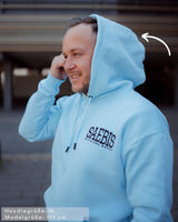 Lifestyle Herren Hoodie babyblau mit Stickerei by SAEBIS®