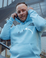 Lifestyle Herren Hoodie babyblau mit Stickerei by SAEBIS®