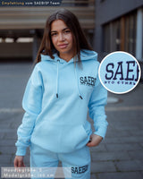 Lifestyle Damen Oversized Hoodie babyblau mit Stickerei by SAEBIS®