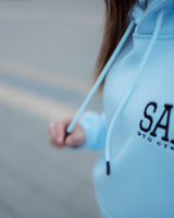 Lifestyle Damen Oversized Hoodie babyblau mit Stickerei by SAEBIS®