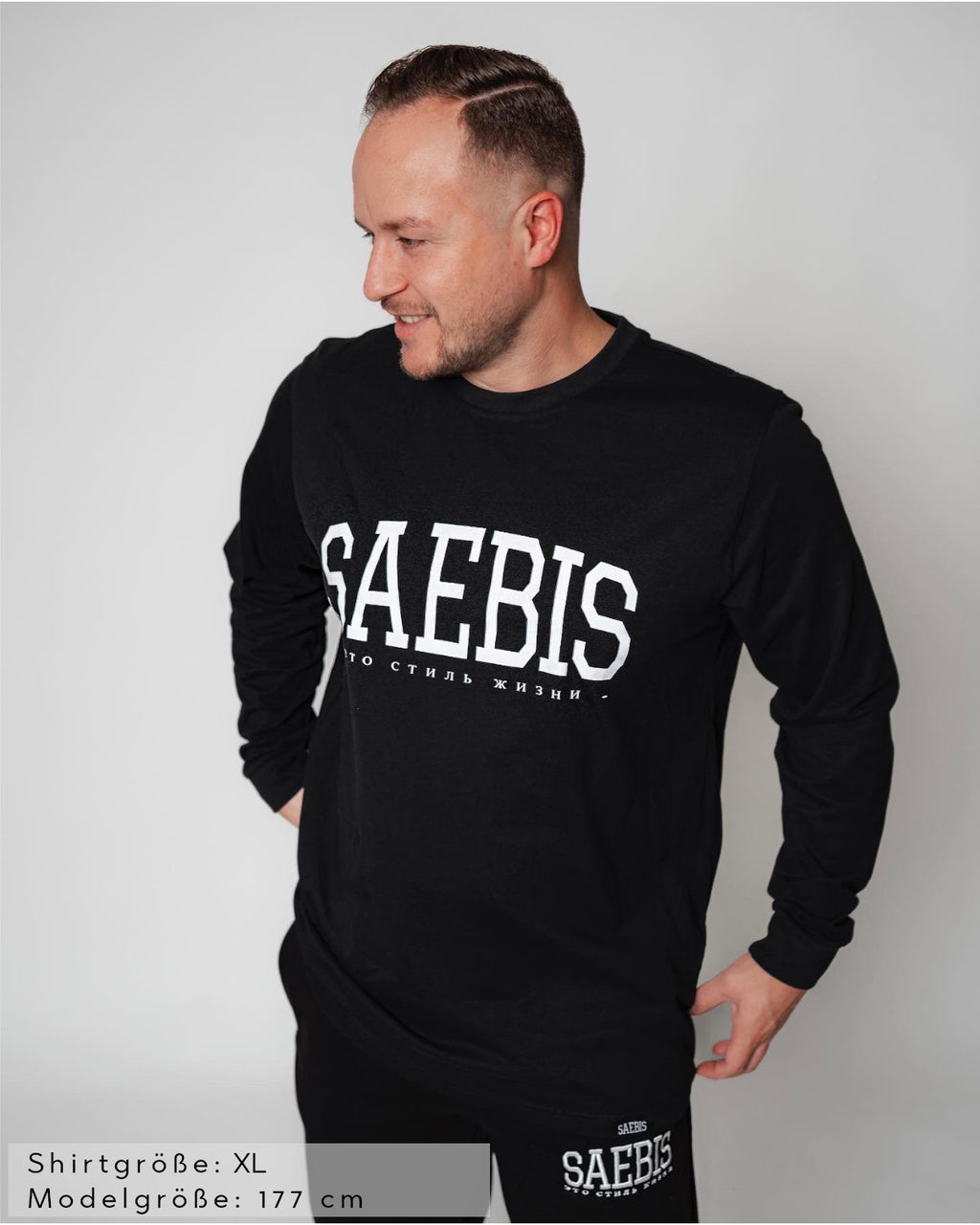 Lifestyle Herren Langarm-Shirt schwarz by SAEBIS®