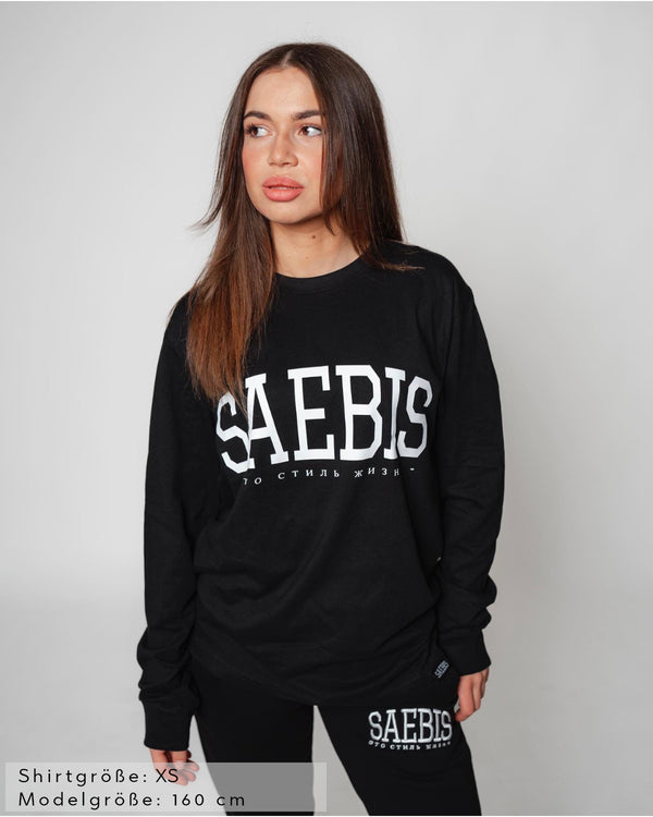 Lifestyle Damen Oversized Langarm-Shirt schwarz by SAEBIS®