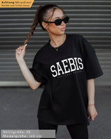 Lifestyle Damen Extra Oversized Premium T-Shirt schwarz II by SAEBIS®