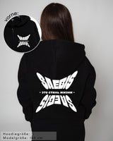 Бабочка - Damen Oversized Zip Hoodie schwarz mit Reißverschluss by SAEBIS®