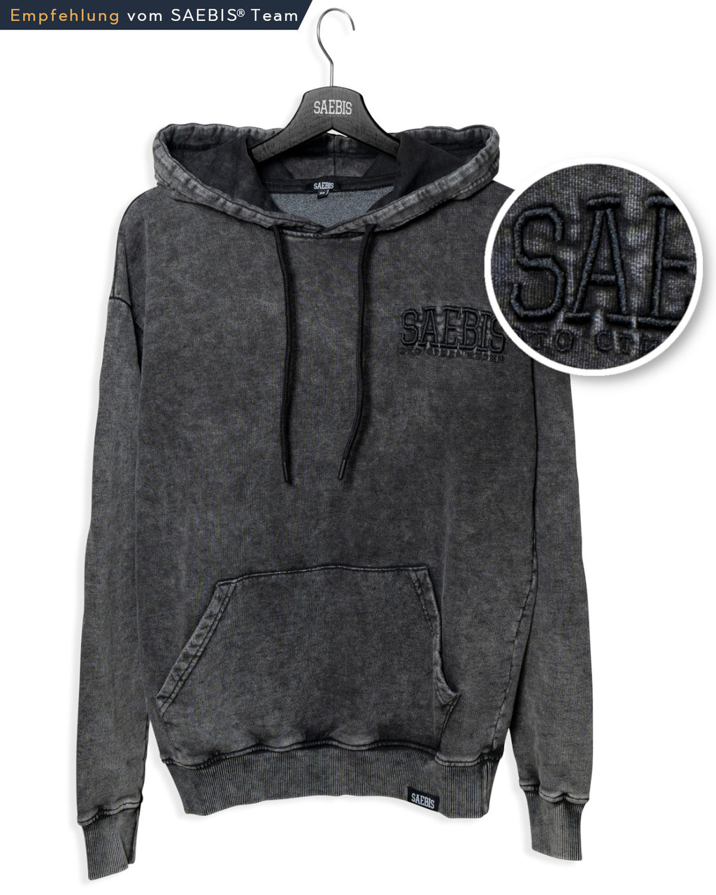 Lifestyle Damen Oversized Hoodie washed mit Stickerei by SAEBIS®