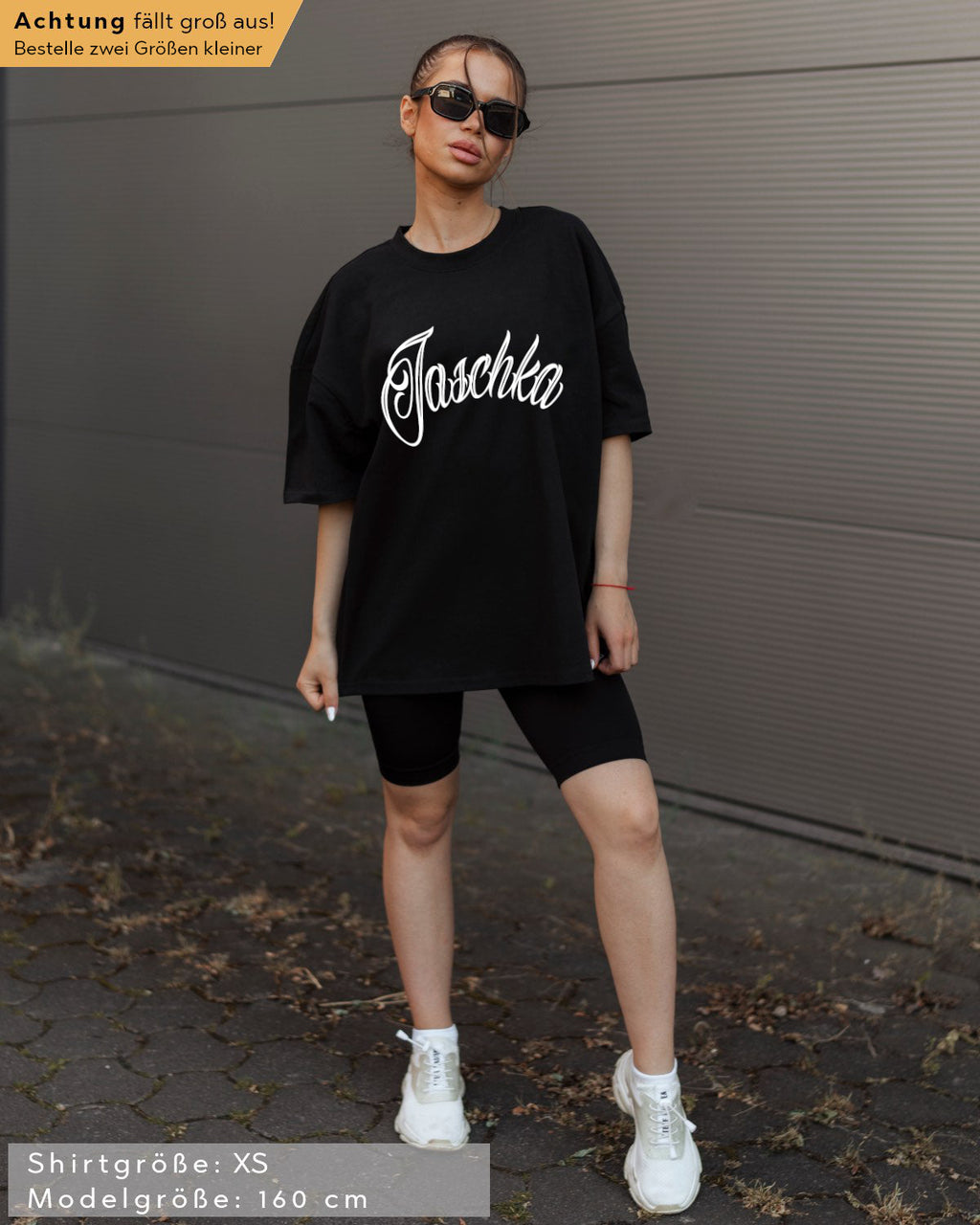 Jaschka Damen Extra Oversized Premium T-Shirt schwarz by SAEBIS®