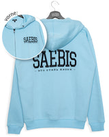 Lifestyle Herren Zip Hoodie babyblau mit Stickerei by SAEBIS®