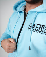 Lifestyle Herren Zip Hoodie babyblau mit Stickerei by SAEBIS®