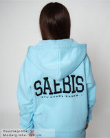 Lifestyle Damen Oversized Zip Hoodie babyblau mit Stickerei by SAEBIS®