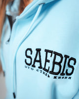 Lifestyle Damen Oversized Zip Hoodie babyblau mit Stickerei by SAEBIS®