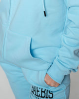Lifestyle Damen Oversized Zip Hoodie babyblau mit Stickerei by SAEBIS®
