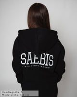 Lifestyle Damen Oversized Zip Hoodie schwarz mit Stickerei by SAEBIS®