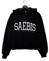 Lifestyle Damen Cropped Hoodie schwarz aus Bio-Baumwolle by SAEBIS®
