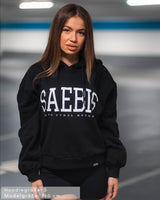 Lifestyle Damen Cropped Hoodie schwarz aus Bio-Baumwolle by SAEBIS®
