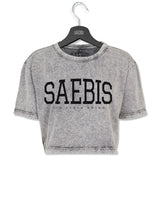 Lifestyle Damen Crop Shirt washed grau/ schwarz by SAEBIS®