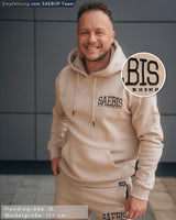 Lifestyle Herren Hoodie beige mit Stickerei by SAEBIS®