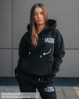 Lifestyle Damen Oversized Hoodie schwarz mit Stickerei by SAEBIS®