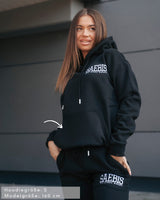 Lifestyle Damen Oversized Hoodie schwarz mit Stickerei by SAEBIS®