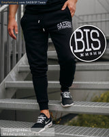 Lifestyle Herren Jogginghose schwarz mit Stickerei by SAEBIS®
