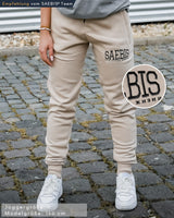 Lifestyle Damen Jogginghose beige mit Stickerei by SAEBIS®