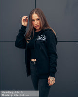 Lifestyle Damen Oversized Zip Hoodie mit Reißverschluss schwarz by SAEBIS®