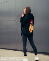 Matryoshka Damen Oversized Zip Hoodie mit Reißverschluss schwarz by SAEBIS®