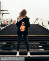 Matryoshka Damen Oversized Zip Hoodie mit Reißverschluss schwarz by SAEBIS®
