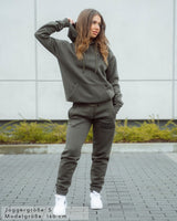 Lifestyle Damen Jogginghose khaki mit Stickerei by SAEBIS®