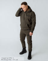 Lifestyle Herren Jogginghose khaki mit Stickerei by SAEBIS®