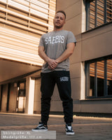 Lifestyle Herren T-Shirt washed grau/ weiß by SAEBIS®