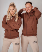 Lifestyle Damen Oversized Zip Hoodie mit Reißverschluss Bären-braun by SAEBIS®