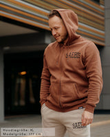 Lifestyle Herren Zip Hoodie mit Reißverschluss Bären-braun by SAEBIS®