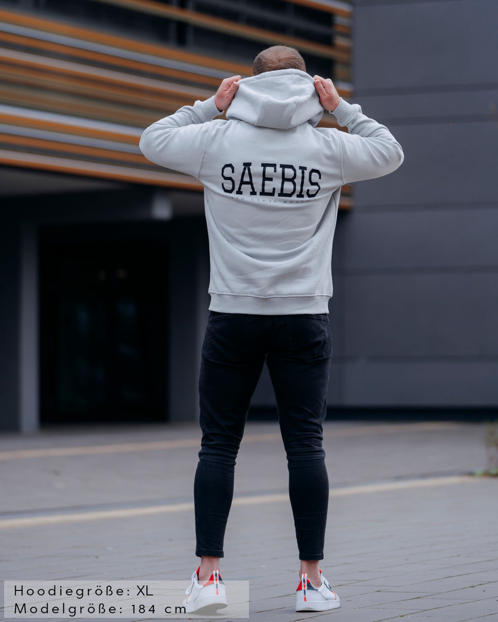 Lifestyle Herren Zip Hoodie mit Reißverschluss asphaltgrau by SAEBIS®