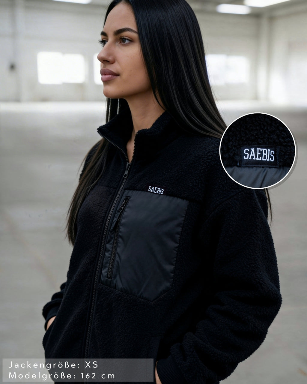 Lifestyle Damen Oversized Teddy Jacke mit Stehkragen by SAEBIS®