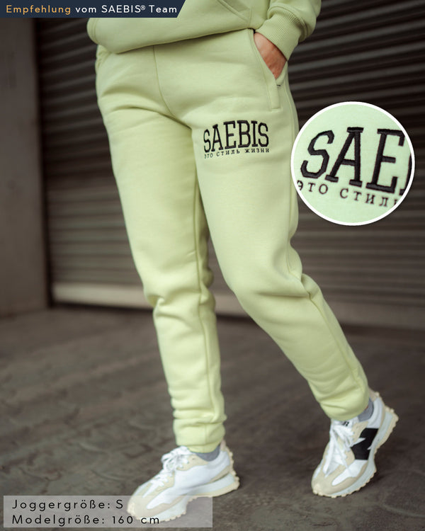 Lifestyle Damen Jogginghose mintgrün mit Stickerei by SAEBIS®