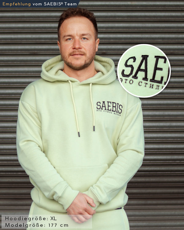 Lifestyle Herren Hoodie mintgrün mit Stickerei by SAEBIS®