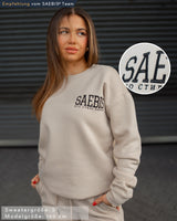 Lifestyle Damen Oversized Sweater beige mit Stickerei by SAEBIS®