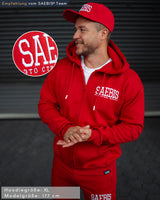 Lifestyle Herren Zip Hoodie rot mit Stickerei by SAEBIS®