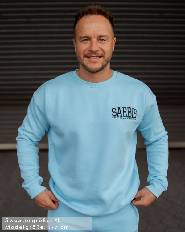 Lifestyle Herren Sweater babyblau mit Stickerei by SAEBIS®